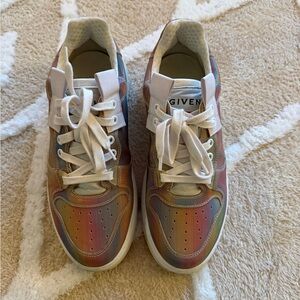 Givenchy Iridescent Rainbow Leather Sneakers with White Laces